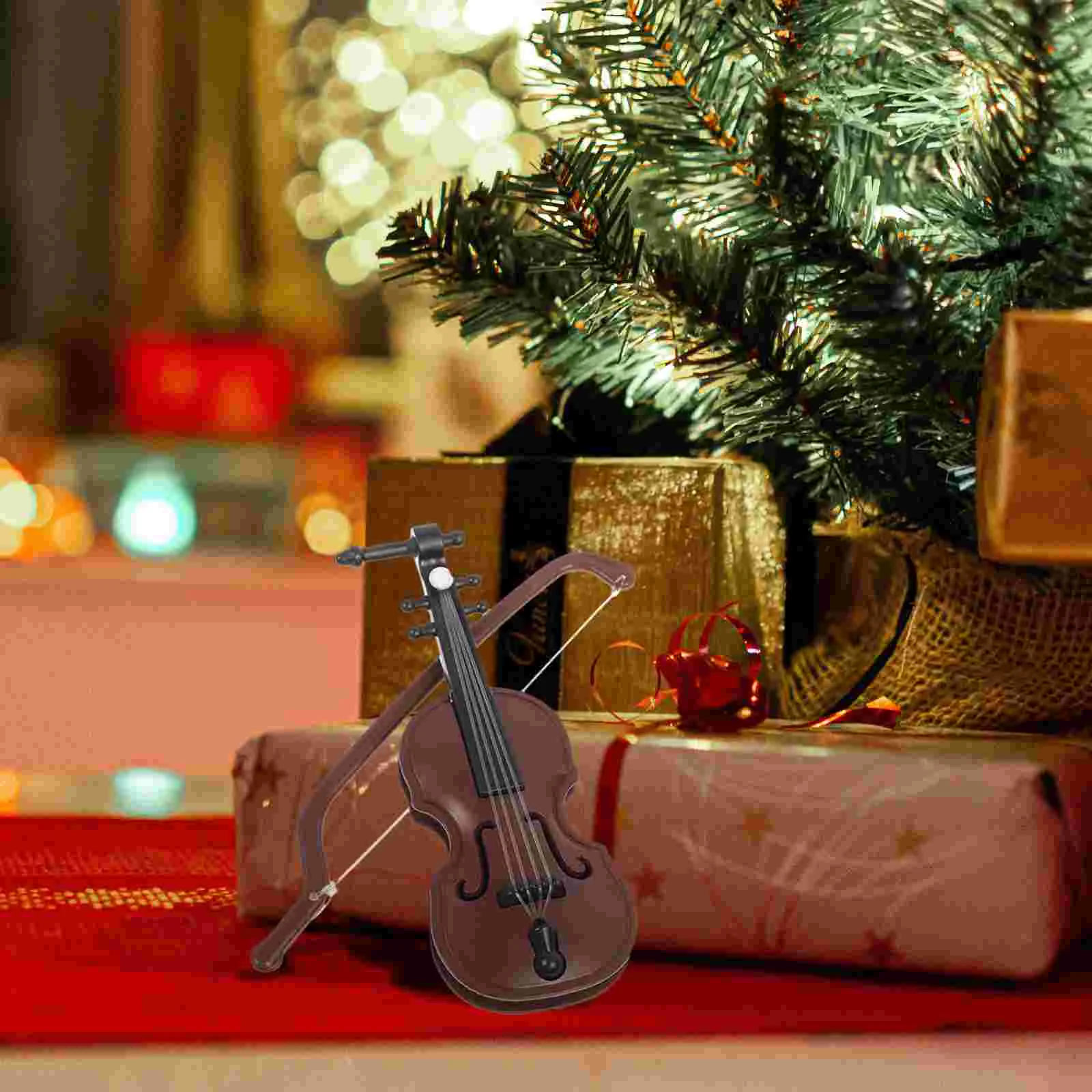 20 Sets Mini Violin Simulation Violins Nativity Ornaments Musical Instruments Christmas Props Decor Accessories Toy Room Child