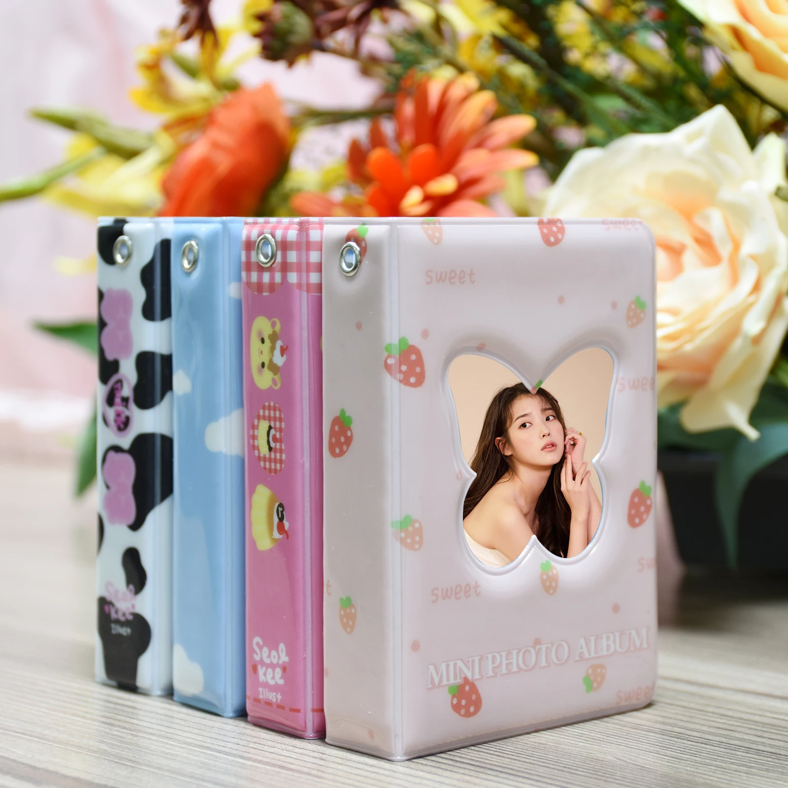 3 Inch 40 Pockets Mini Photo Album for Instax Camera Cute Cartoon Kpop Photocard Binder Love Heart Hollow Photocard Book