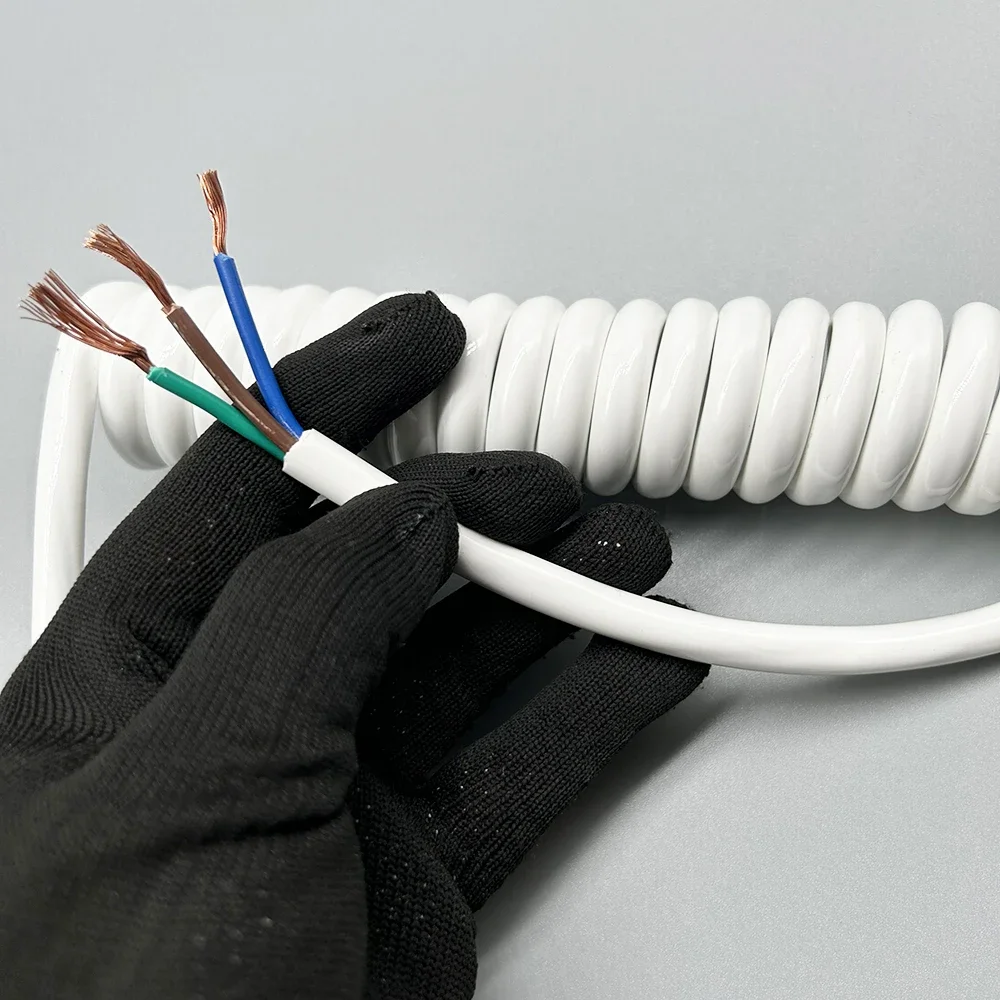 Helix Power Cable 3-core 2.5 Square White Spring Telescopic Spiral Wire White Spiral 13 awg Cable AWG