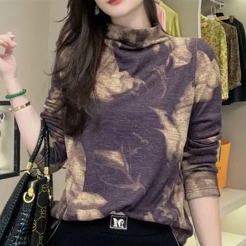 

New Autumn and Winter Thickened German Velvet Bottoming Shirt Fashionable Long-sleeved T-shirt Versatile Warm Top for Women