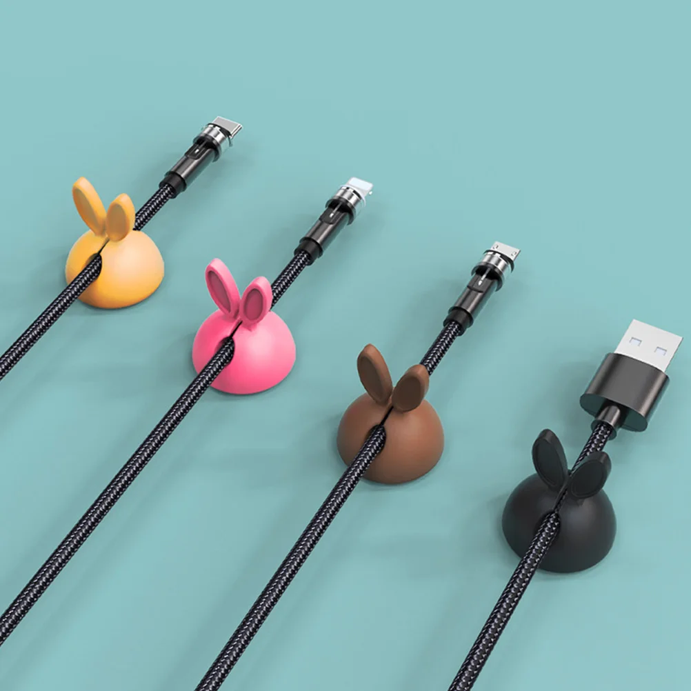 

30pcs Cable Clips Wire Holder Plastic Cord Organizer Desktop Cartoon Rabbit Clip for Office Home Self-Adhesive Storage Durable