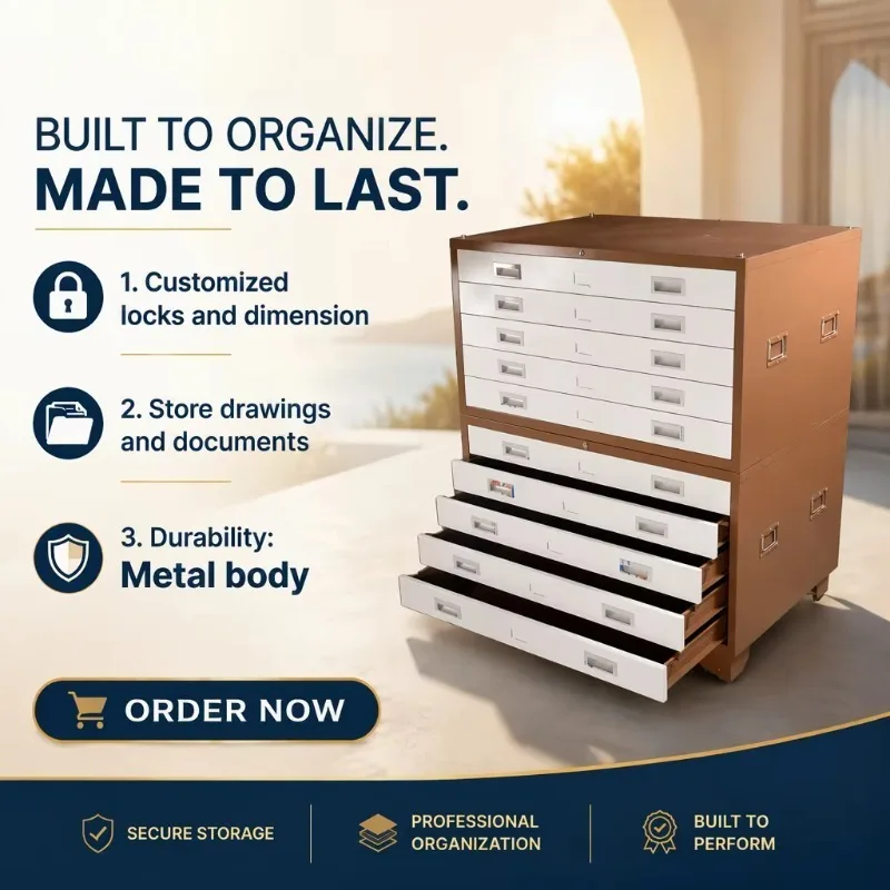 Modern Design Metal KD Map Drawer Storage Cabinets Economical Home Office & School Storage for Drawings