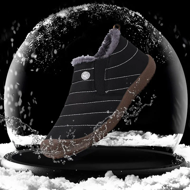 New Winter Cotton Slippers Plush Warm Home Flat Shoes Short Plush Fleece Flat Floor Soft Men's Slient Slides for Bedroom