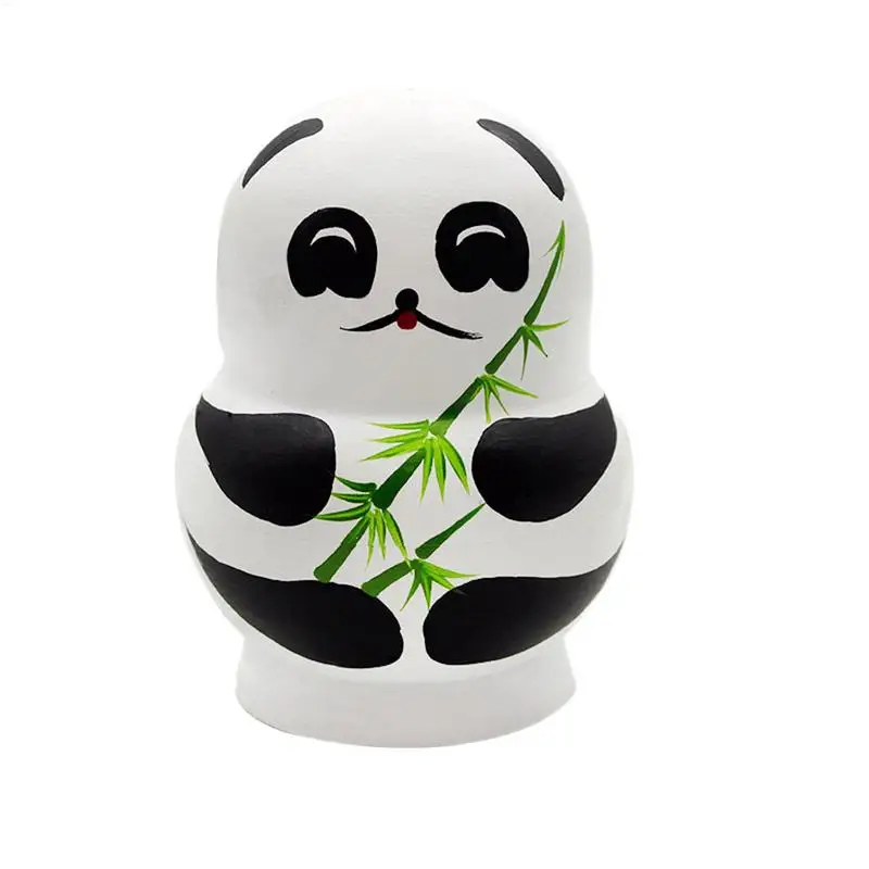 10 camadas panda russo nidificação bonecas basswood matryoshka tradicional matryoshka nidificação pandatoys decoração de casa 10 pçs/set