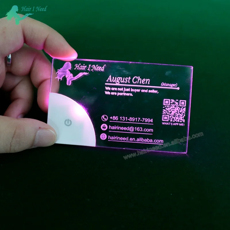 

Custom luxury led acrylic business card design printing laser engraved unique light up business card