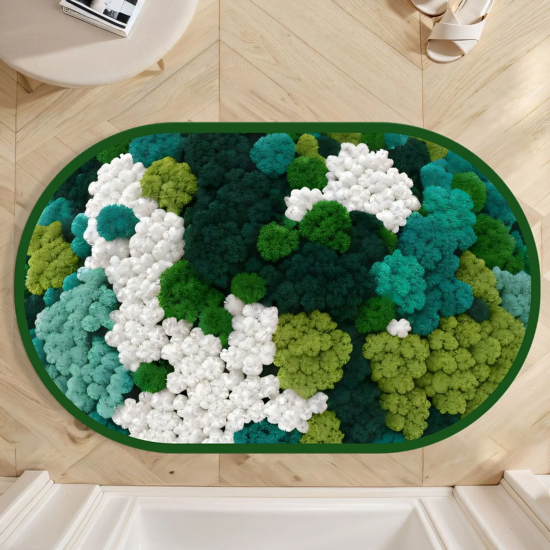 creative moss carpet home bathroom non-slip absorbent washable bottom carpet mats