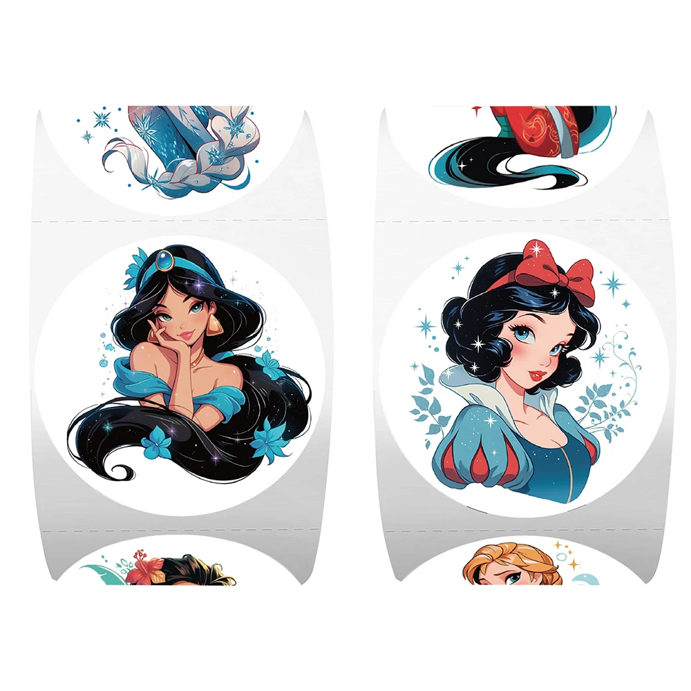 

500pcs/Roll Disney Cute Mix Princess Stickers Cartoon Elsa Snow White Aesthetic Decals Kawaii Anime Girl Kid Reward Sticker Gift