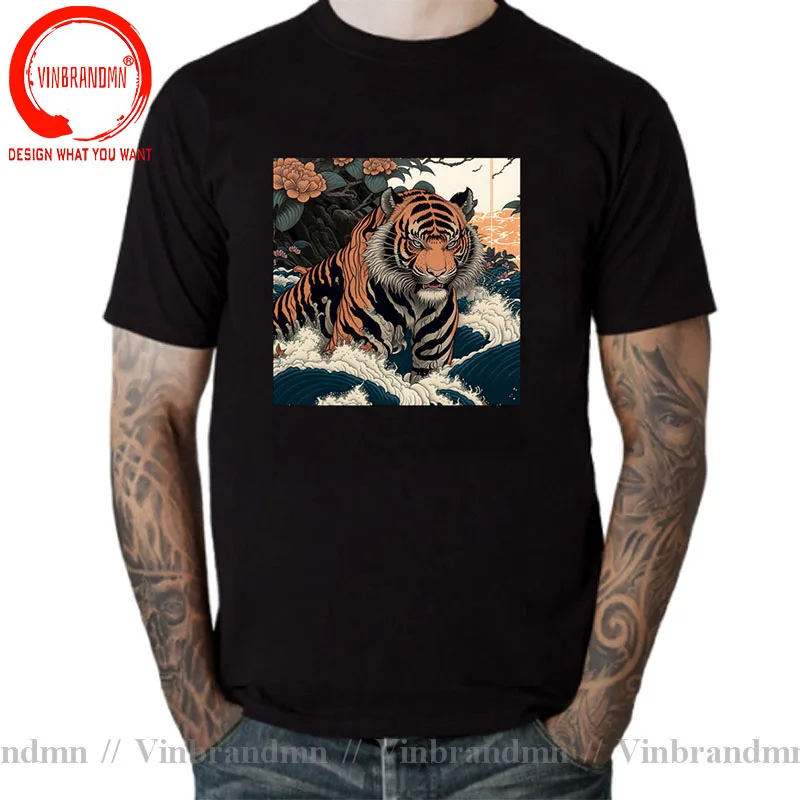 Japan Ukiyo E Style Big Cat Print Women T Shirt Men Personality Street Ukiyo-E Tiger T-Shirt Clothing Casual Top All-math Tshirt