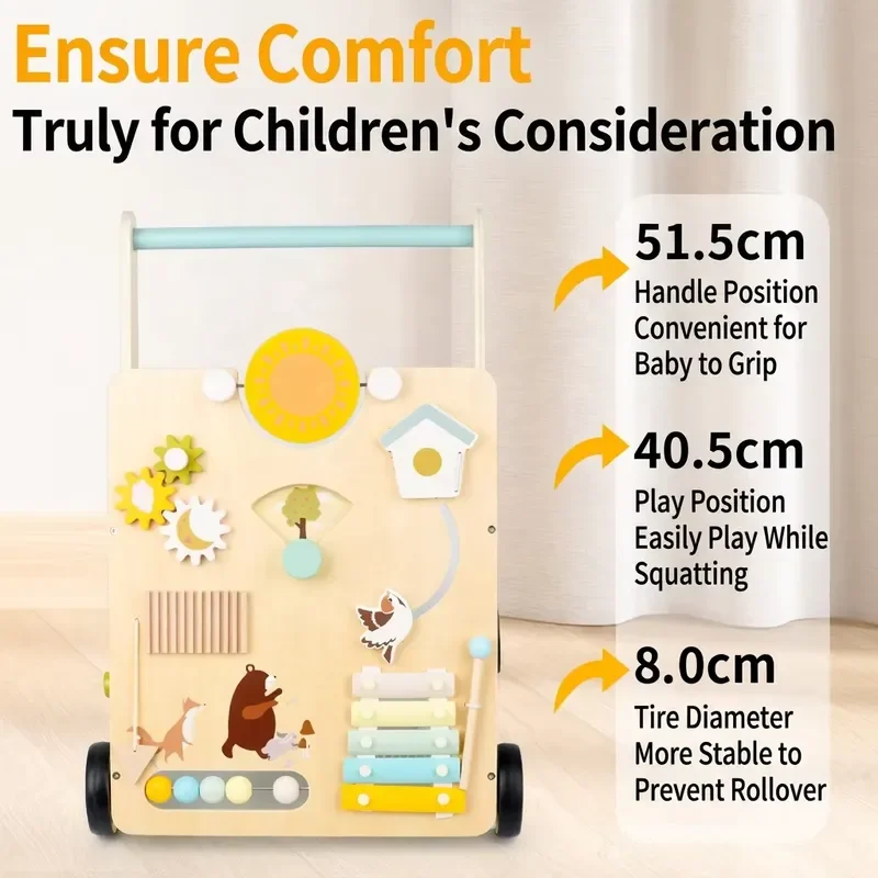 Wholesale Montessori Wooden Baby Walker Activity Toys Early Education Development Gifts for Infants Toddlers Learning Play