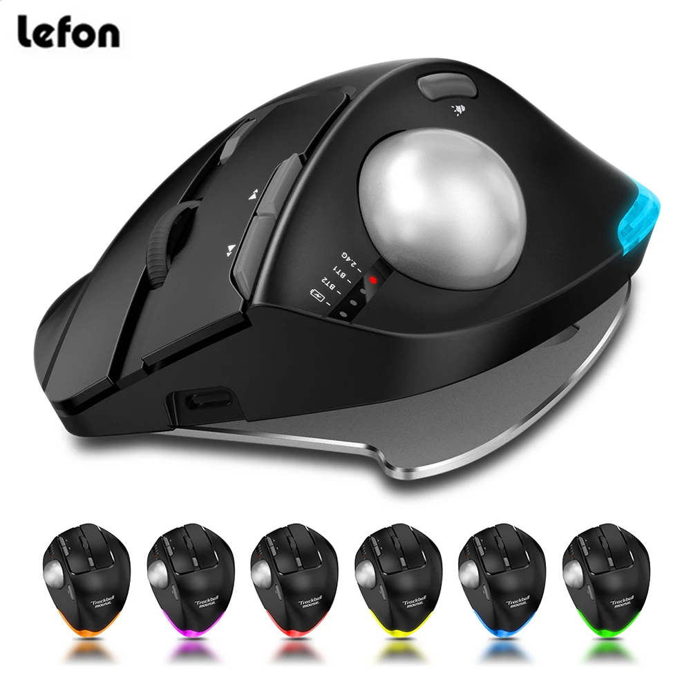 Lefon F33/F26C/F35B Trackball Mouse Bluetooth Ergonomic Mouse 2.4G Wireless Rechargeable Rollerball Mice for PC Office Drawing