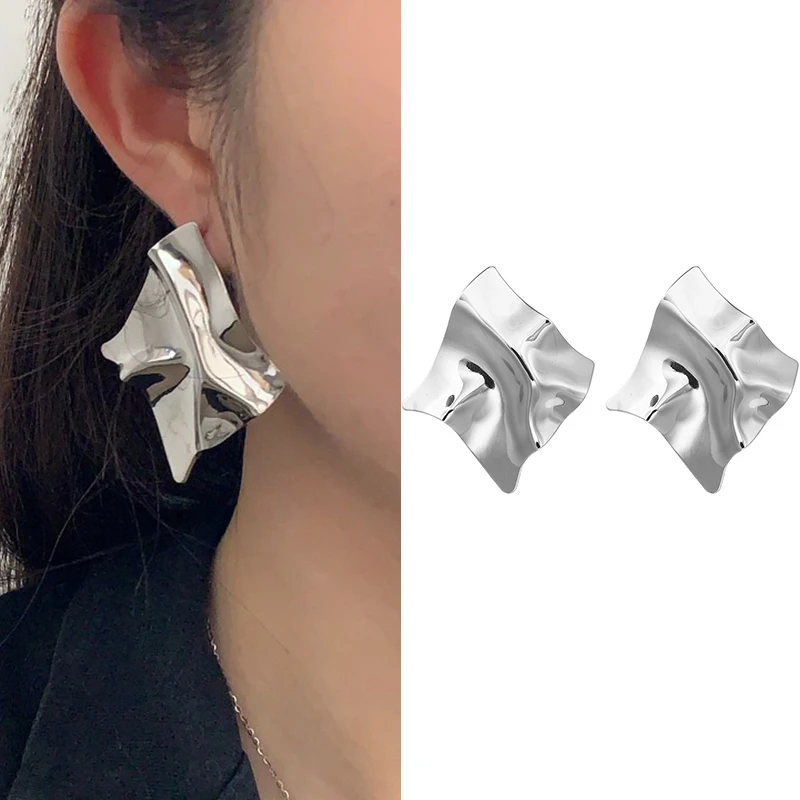 أقراط متدلية معدنية للنساء ، دلايات غير منتظمة ، هندسية ملتوية ، شخصية #5