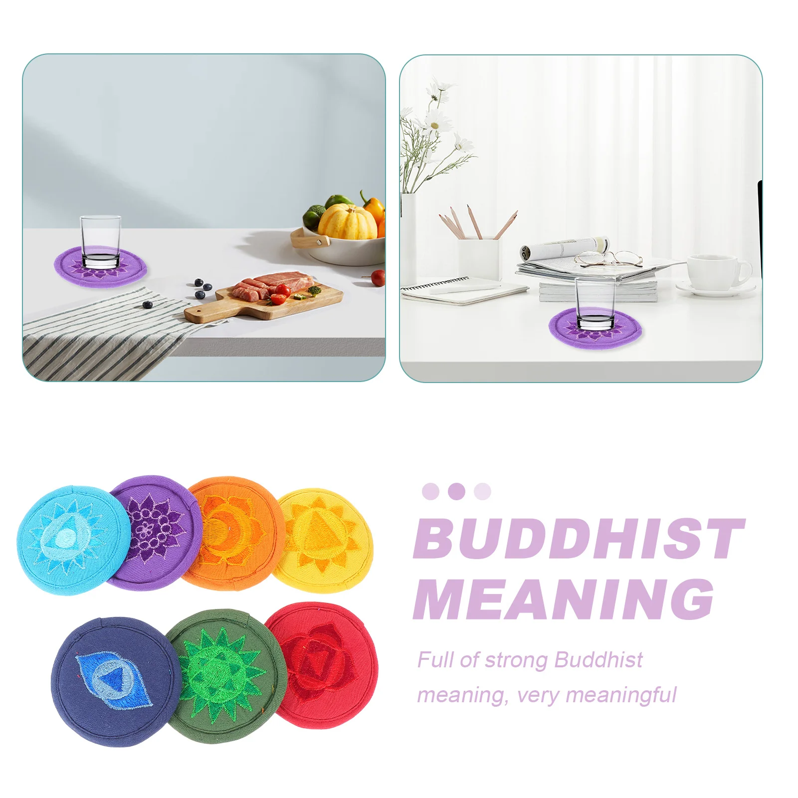 

7Pcs Singing Bowl Mat Tibetan Buddhism Craft Decoration for Buddha Hall Meditation Sound Healing Music Therapy Bowls