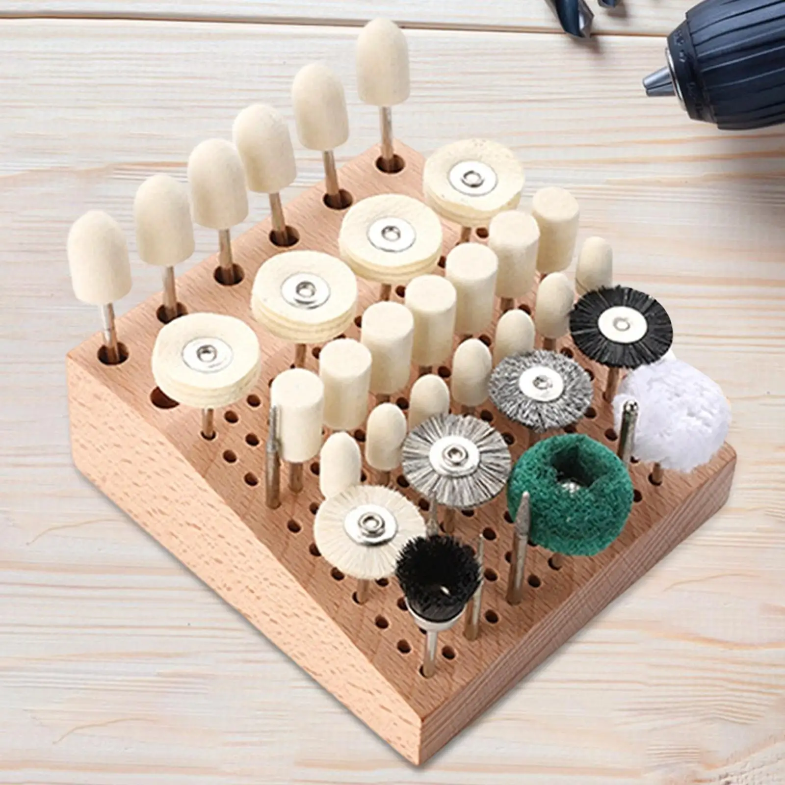 Beechwood Bit Organizer Drill Holder Display Rack Wooden Screwdriver Bit Storage for Workbench DIY