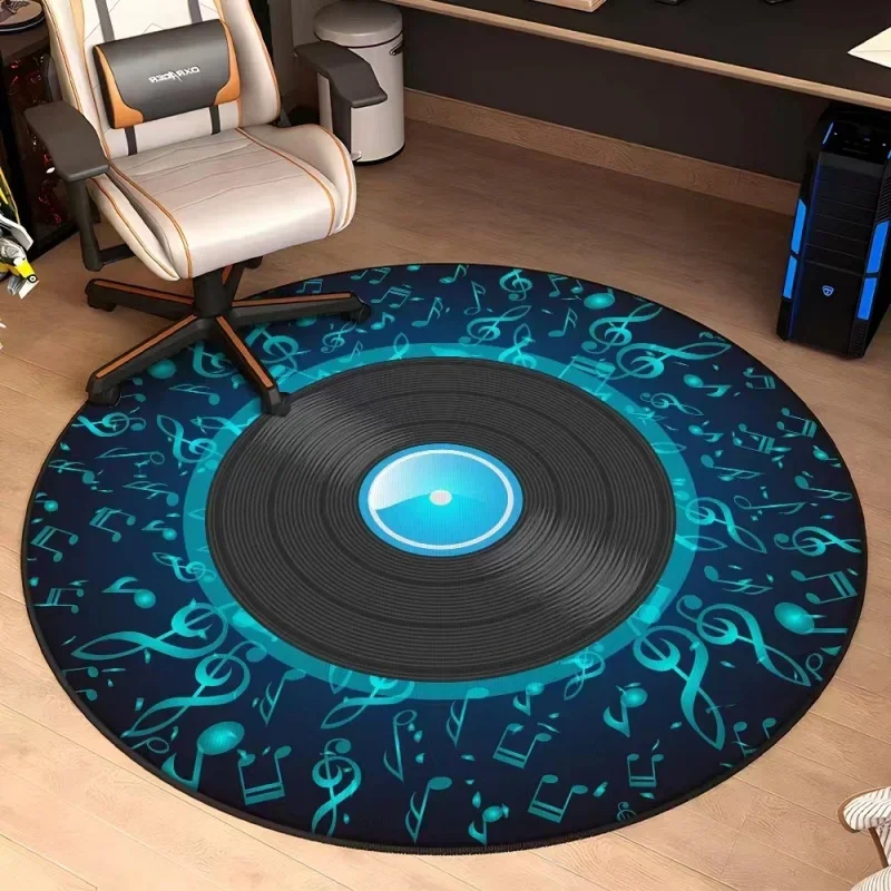 Band Rock Rugs for Bedroom Decor Record Pattern  Room Carpets Home Music Art Atmosphere Rug Round Non-slip Floor Mat