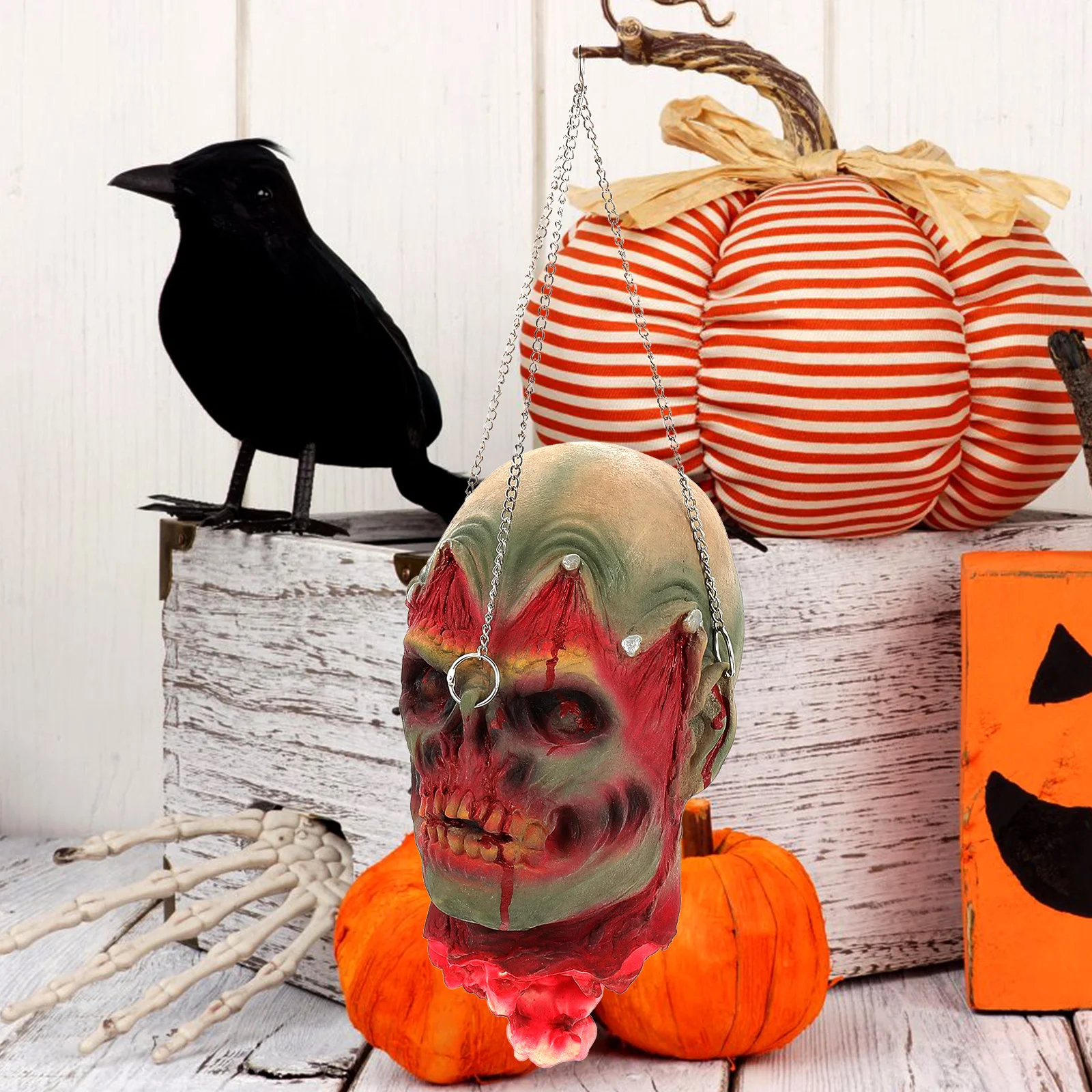 

Подвесной декор с отрубленной головой для Хэллоуина, дом с привидениями, вечеринка, искусственная человеческая часть, реквизит в виде черепа, трюк, кровавое тело, Хэллоуин