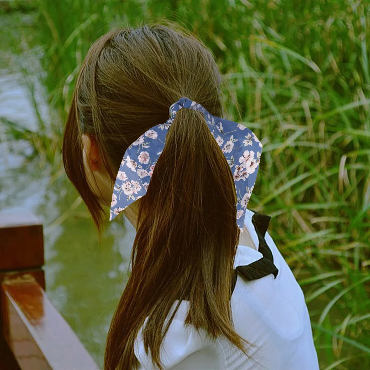 

Набор из 3-х цветочных лент-резинок для волос для женщин, винтажные аксессуары для волос с цветами, длинные ленты-резинки для волос, подарок