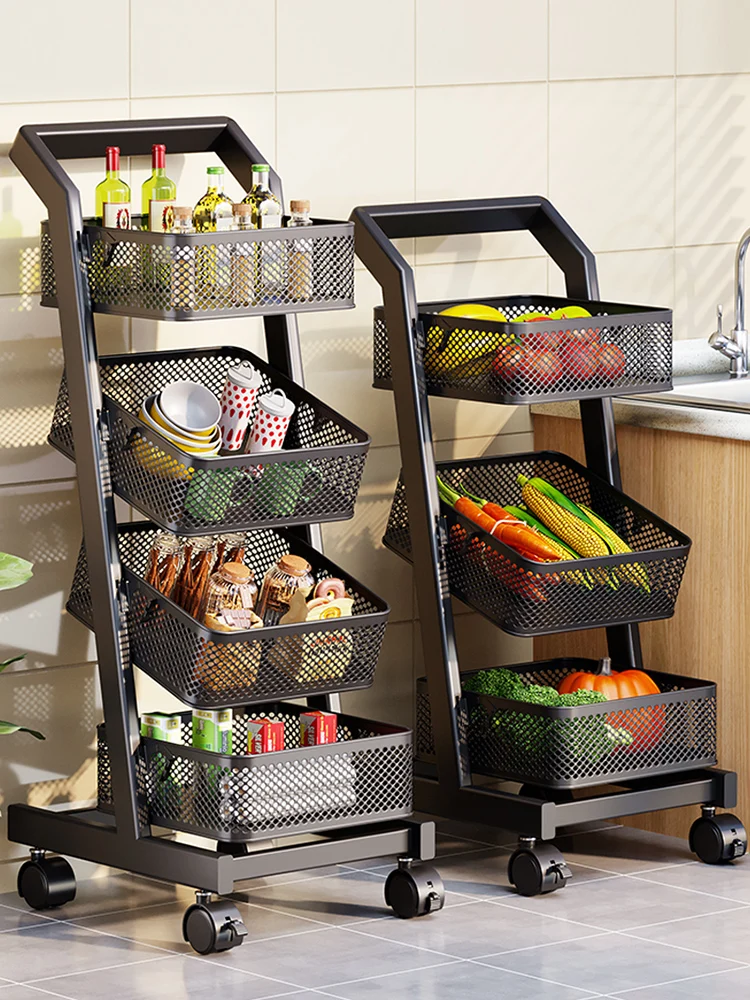 

Floor standing multi story multifunctional home living room snack storage rack small cart