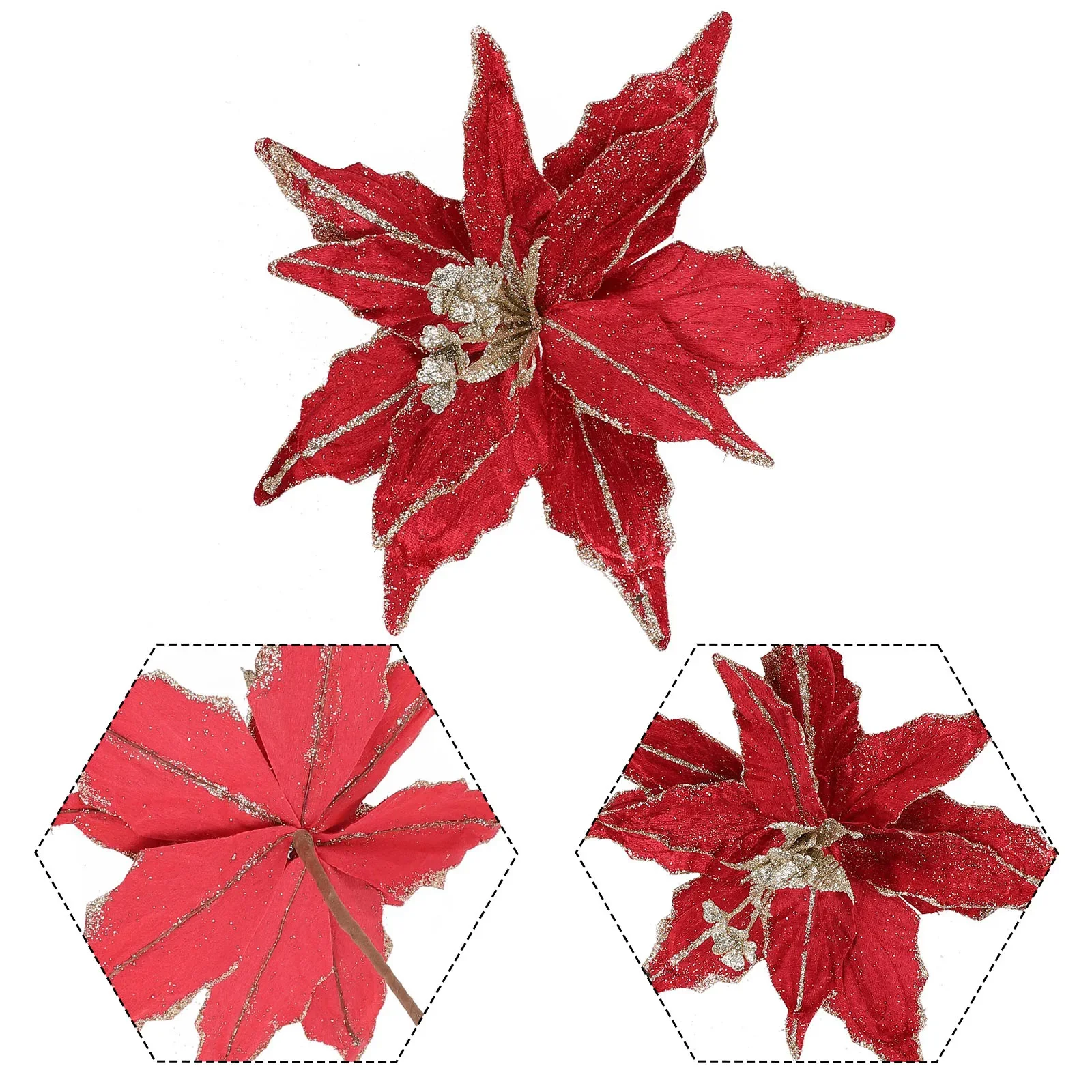 Christmas Xmas Party Christmas Poinsettia Flower Christmas Hanging Decoration Beautiful Ornament High Quality Material