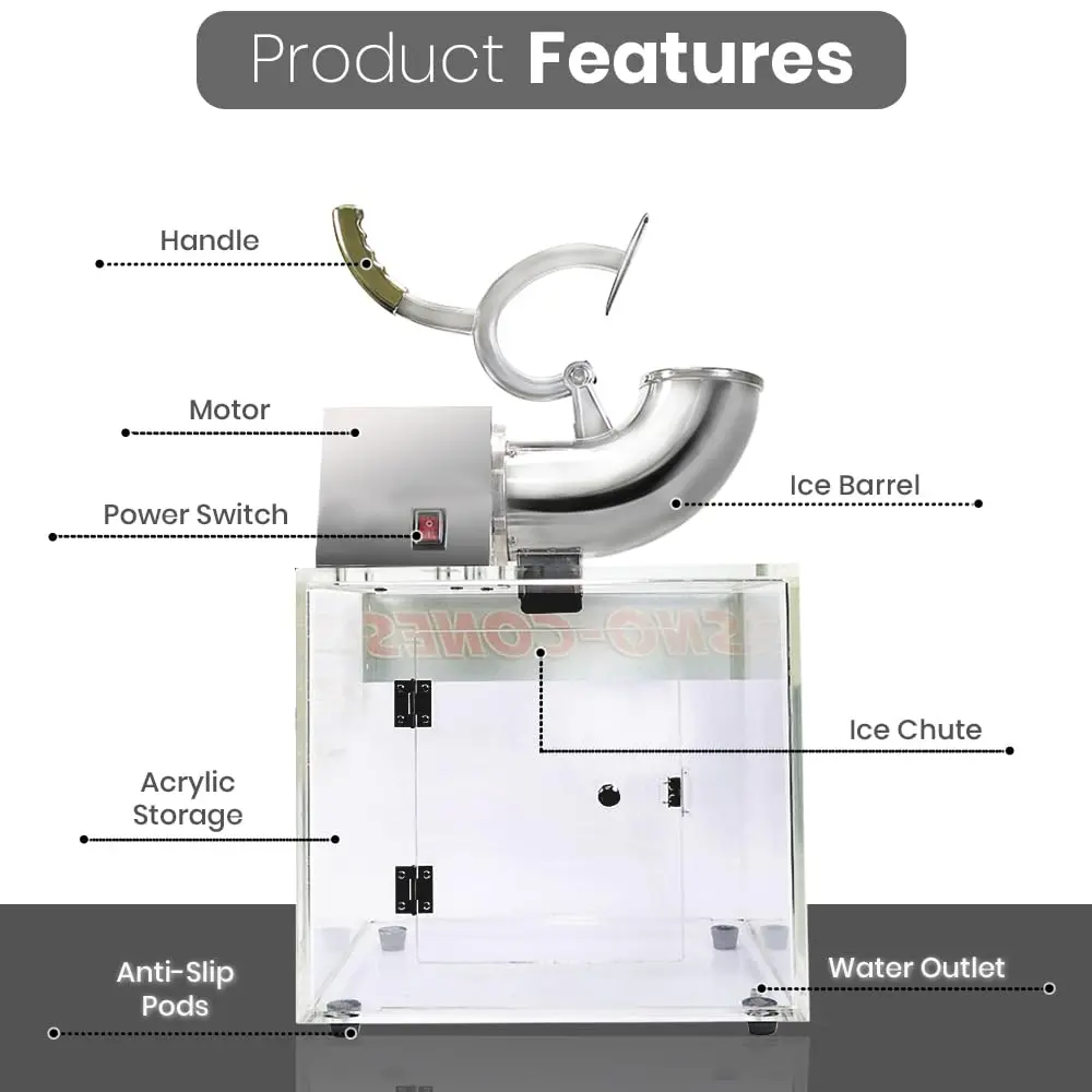 200W Ice Crusher 2500r/m Electric Heavy Shaved Ice Machine Commercial Acrylic Box Ice Machine High-Power Smoothie Machine 220V