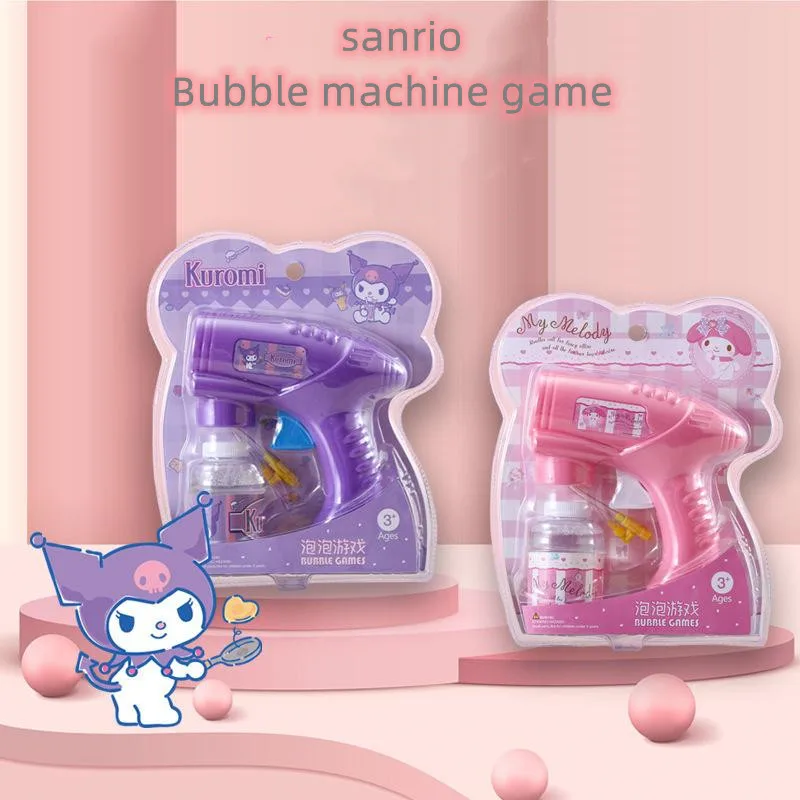 

Outdoor Beach Sanrios Bubble Machine Inertia Self Absorbing Cute Kuromi Melody Bubble Handheld Automatic Blowing Pistol Toy Gift