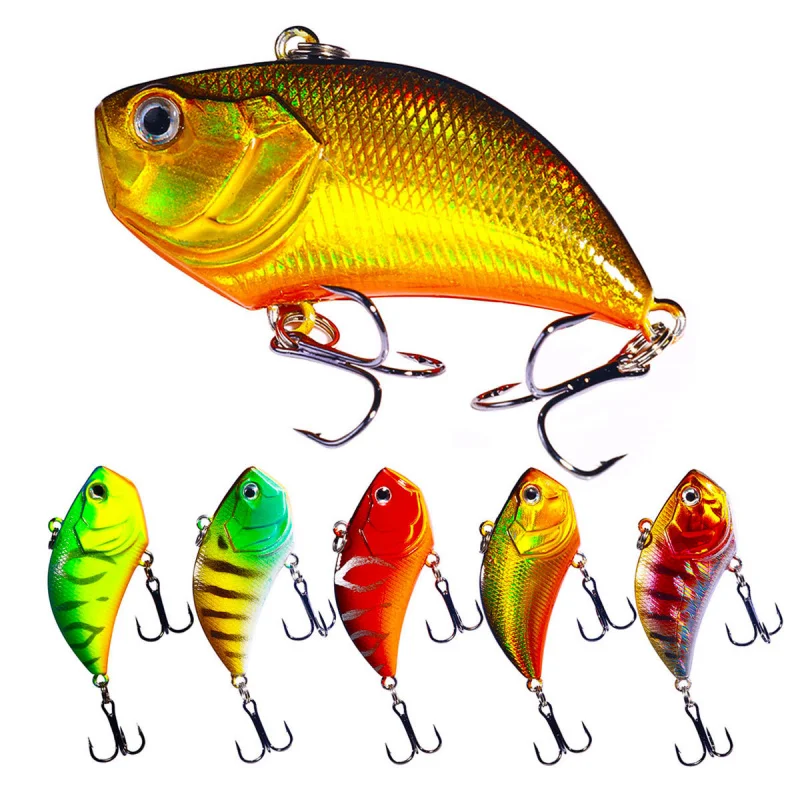 ,New Model Plastic Big Lure Fishing BaitvibHard Bait with Rattle Beads Lure5.4cm/13gSimulated Fake Fishing Lure Set