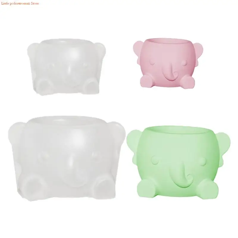 

F92D 2pcs Versatile Flower Pot Mould Elephant Garden Planter Silicone Mould Vase and Pen Holder Mold Jewelry Tool