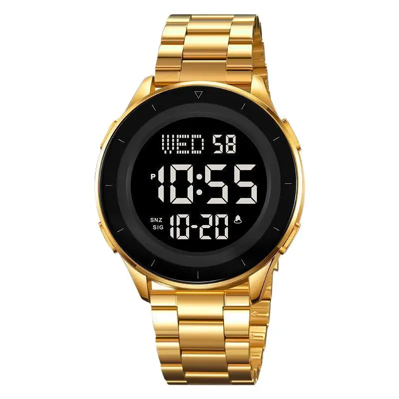 SkmeiMen's นาฬิกาผู้ชายธุรกิจนาฬิกาอิเล็กทรอนิกส์กันน้ํา Multi-Function นาฬิกาปลุกส่องสว่างนาฬิกาอิเล็กทรอนิกส์หน้าปัดขนาดใหญ่