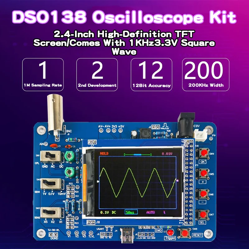 DSO138 Digital Oscilloscope Kit DIY Microcontroller Electronic Circuit Board Suitable For Electronic Teaching Training Kit