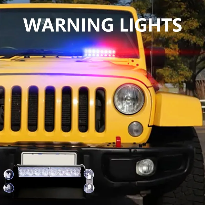 12V Car Strobe Light Flasher Vehicle Windshield Day Running Flashing 8LED Warning Signal Lamp Red Blue Police Emergency Lights image 6