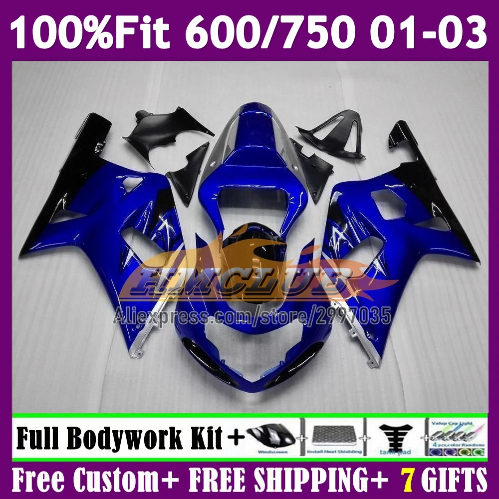 Injection For SUZUKI GSXR-750 GSXR600 K1 GSXR 750 600 CC 52No.48 factory blue GSXR750 2001 2002 2003 GSX-R600 01 02 03 Fairings