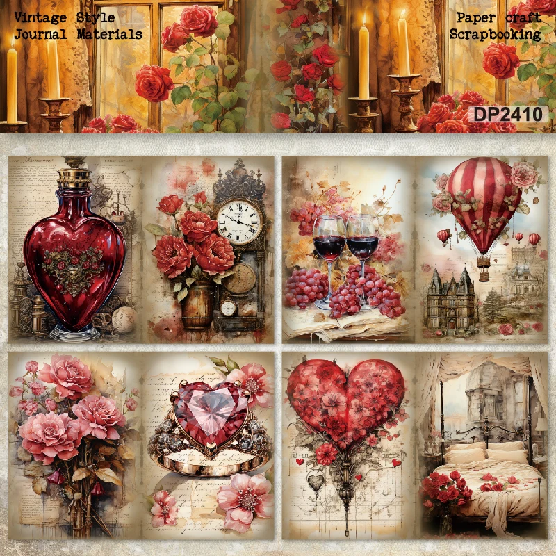 Panalisacraft 8 sheets A5 size Vintage Style Scrapbooking patterned paper Fancy Card Pack Light weight Craft Paper Card