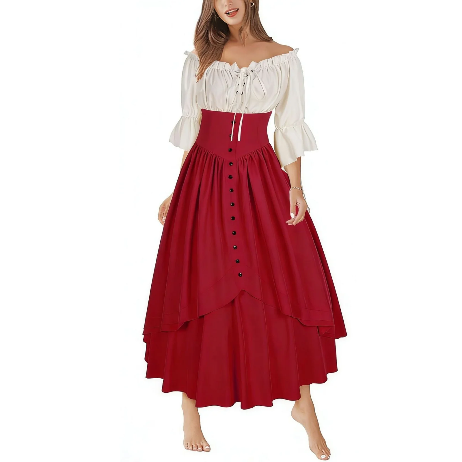 

Womens's Medieval Renaissance Costume Cosplay Over Suit Dress Victorian Princess Party Gown Halloween Outfit