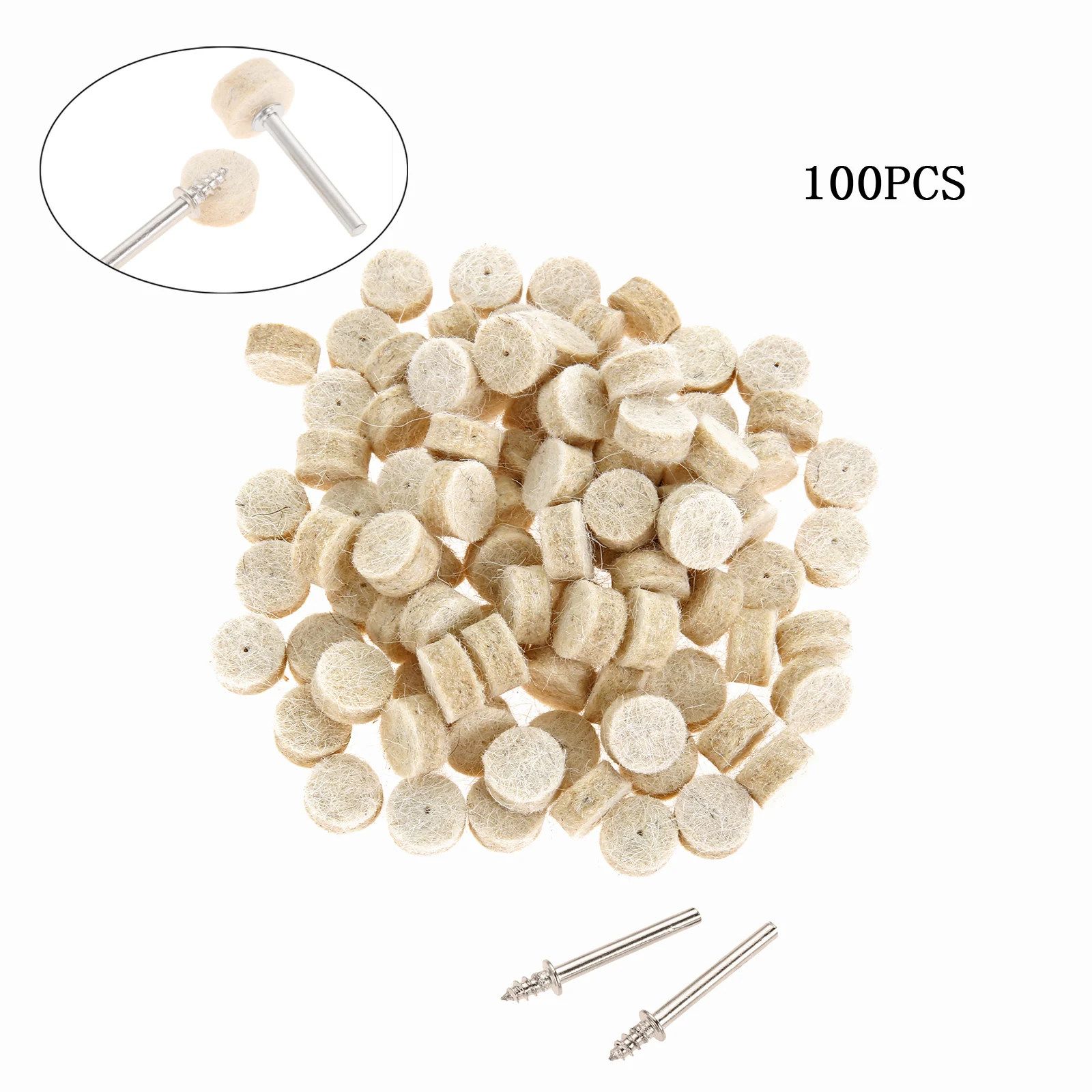 DRELD 100 Chiếc 13Mm Len Nỉ Đánh Bóng Buffing Pad 2Pc 3.2Mm Mandrels Phù Hợp Với Đánh Bóng Dremel Bánh Xe xay ĐỆM PHỒNG Dụng Cụ Xoay