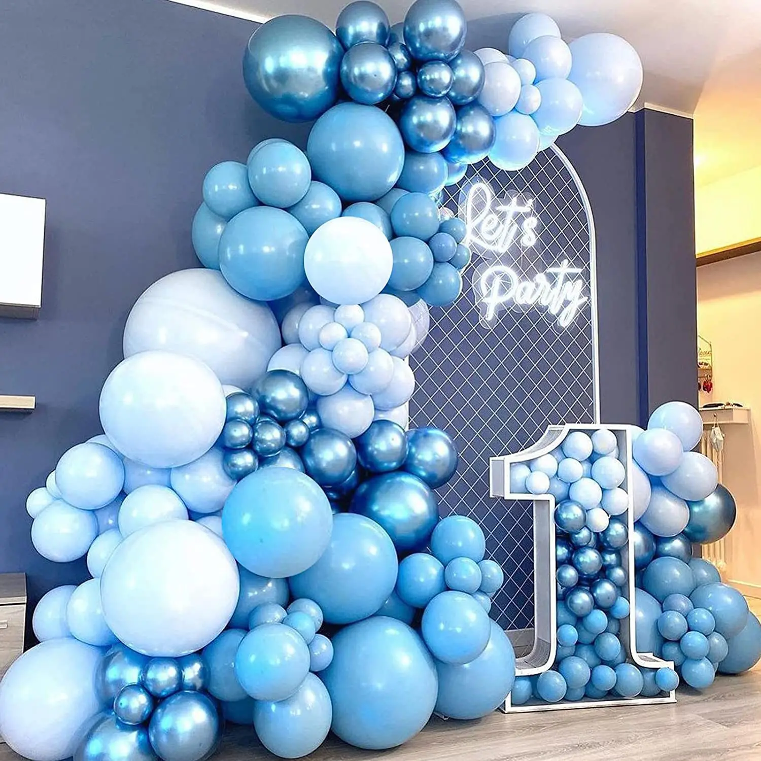 Children's Birthday Decorations Metallic Blue Balloon Garland Wedding Arch Boy Girl Baby Shower Decorations Party DIY Supplies