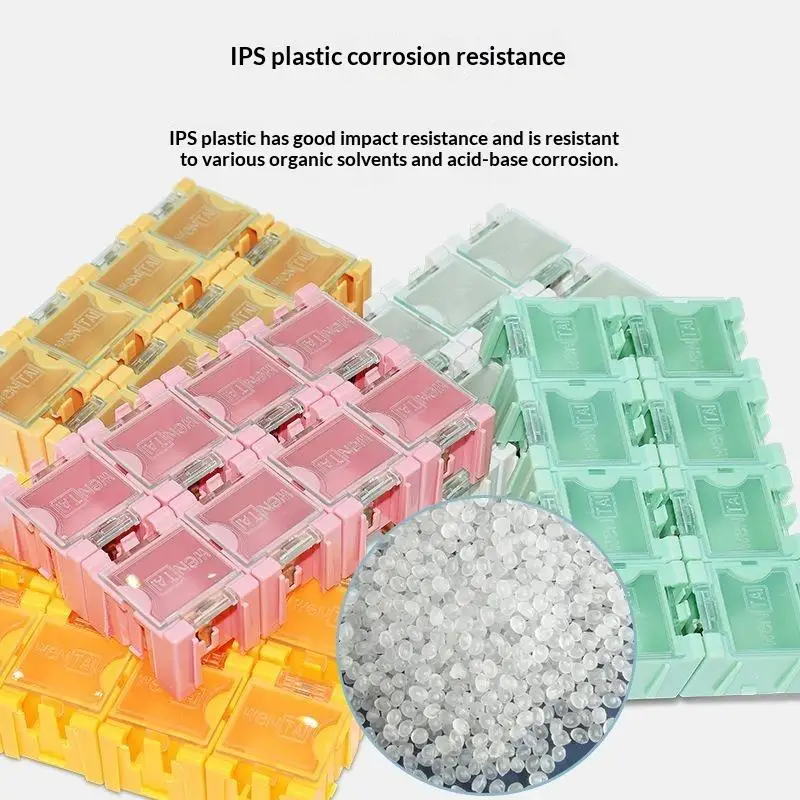 5Pcs Splicable Mini Electronic Component Storage Box Detachable Organizer Case For Resistor IC Patch Screw Small Hardware Parts