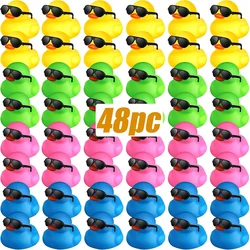 6/12/24/48PC Mini Rubber Ducks Color Ducwith Sunglasses Sets Duck Toy Rubber Ducks Cute Float Duckies for  Birthday Party Favors