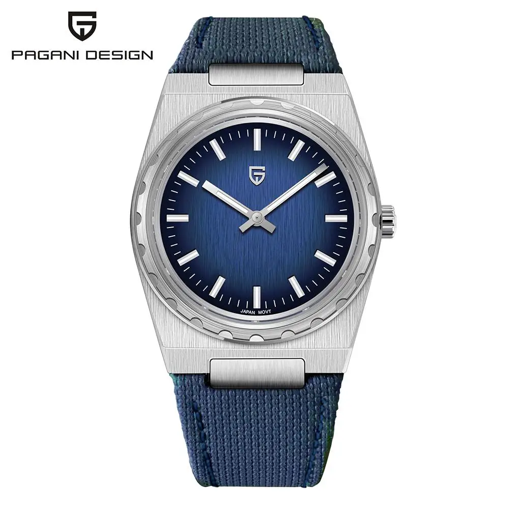 PAGANI DESIGN 37 mm Quarz-Armbanduhr 222 Uhr, leichtes Edelstahl-Saphirglas, 100 m wasserdicht, modische Herrenuhr