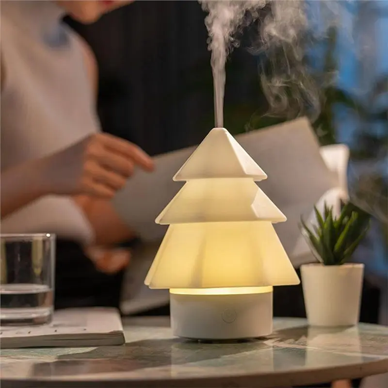 B58B-Cool Mist Essential Oil Diffuser Christmas Tree Air Humidifier 7 Colors For Office Bedroom