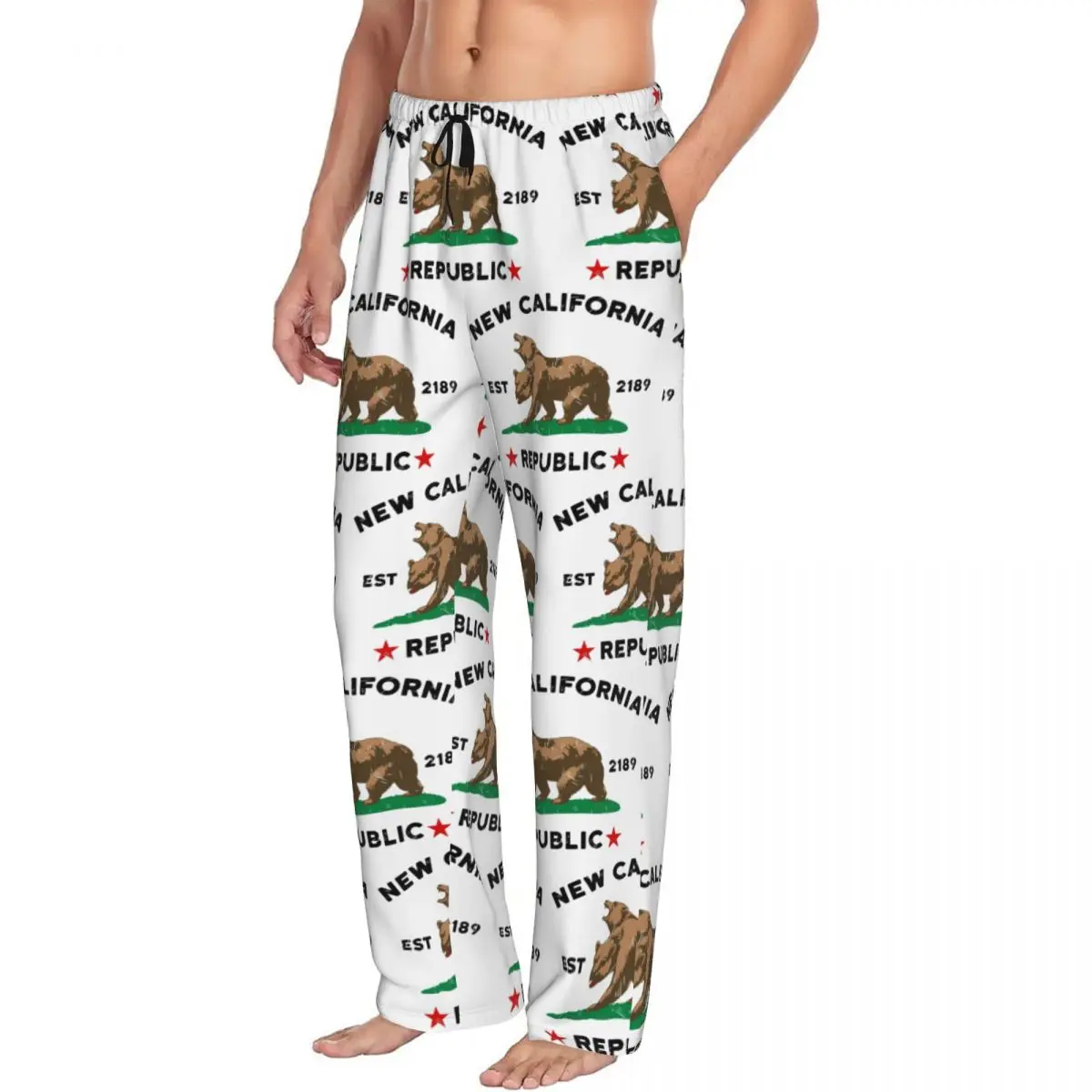 Custom New California Republic Men Pajama Pants Lounge Sleep Sleepwear Bottoms with Pockets