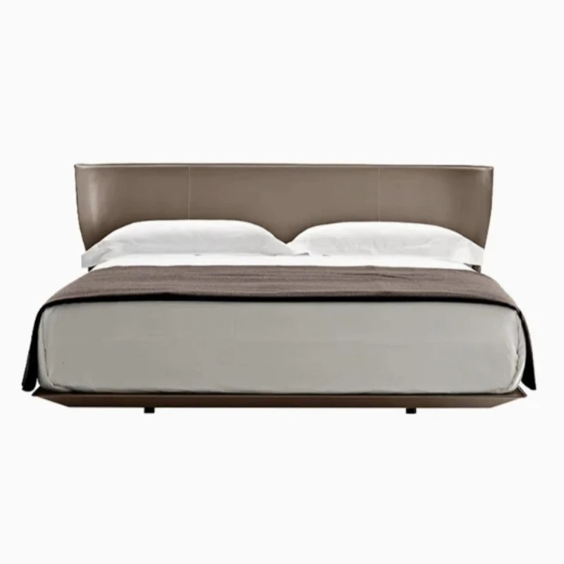 

Leather bed light luxury double wedding bed master bedroom Italian minimalist premium luxury B & B Alice suspension bed