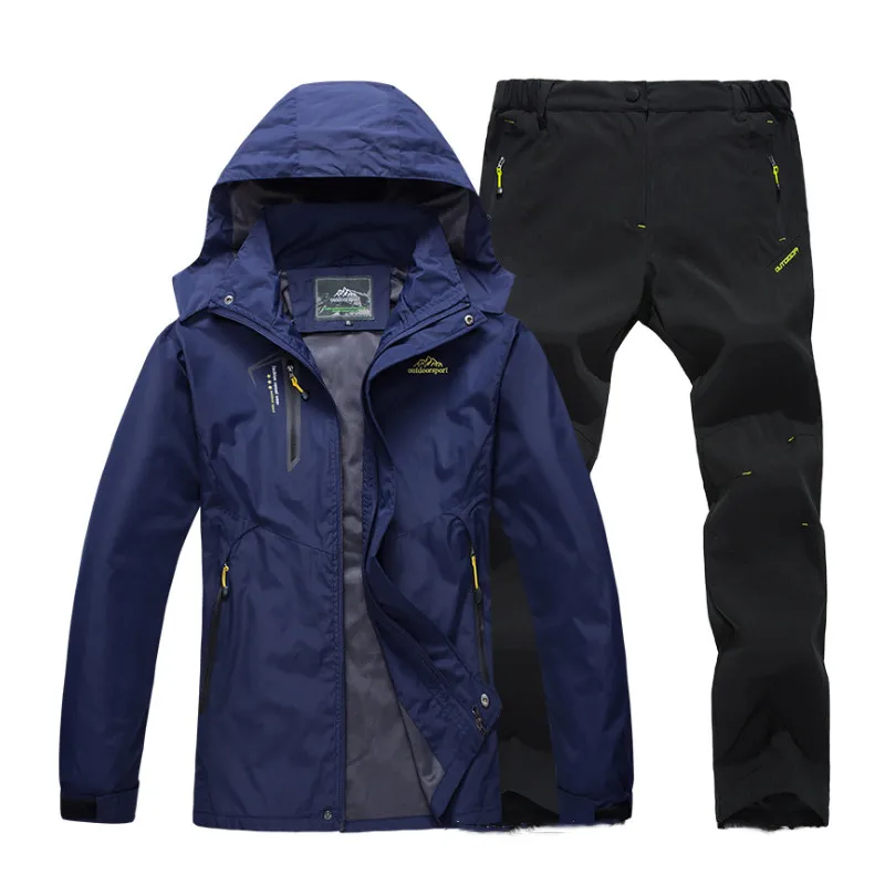 

New Men's Hiking Jacket Pants Suit Outdoor Windbreaker Set Waterproof Trekking Travel Fishing Camping Coat Trousers Male Autumn