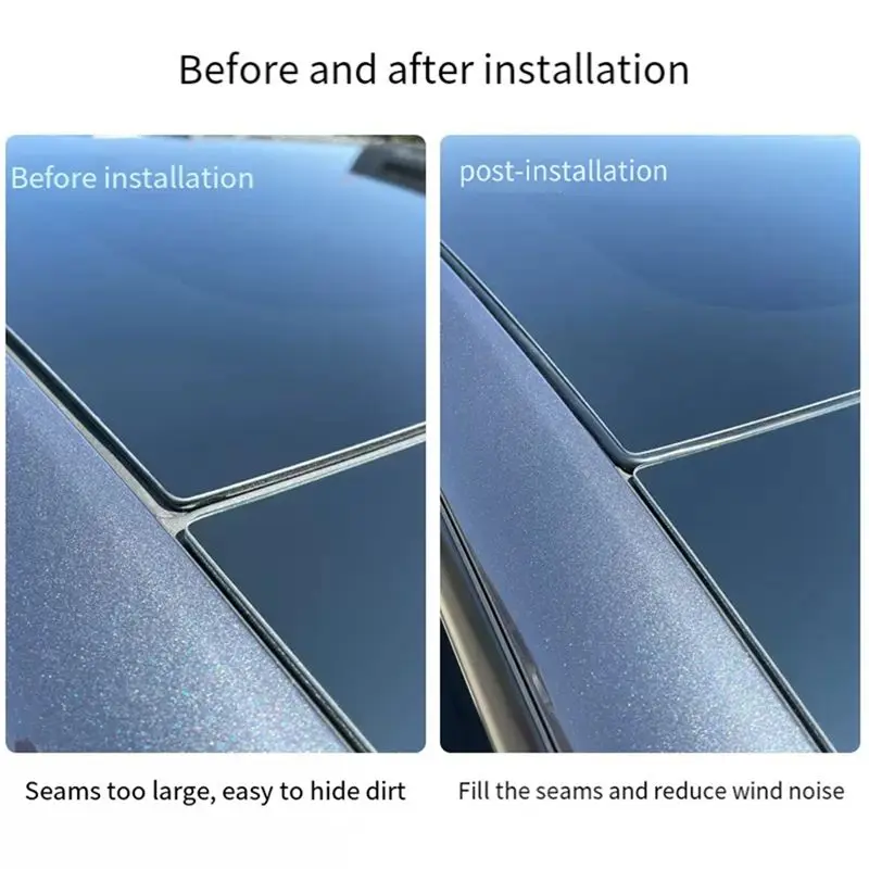 NEW-Roof Sunroof Sealing Strip Black Automotive Supplies For Tesla Model 3 Waterproof And Noise Reduction Tesla Modification view 6