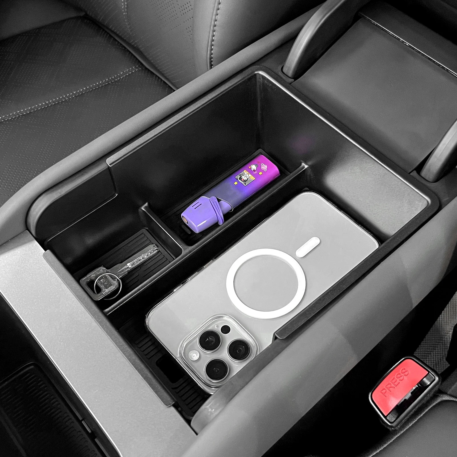 for BYD Yuan PLUS 2025 Central Control Armrest Storage Box Anti-slip Tray Organizer Automotive Interior Accessories Black