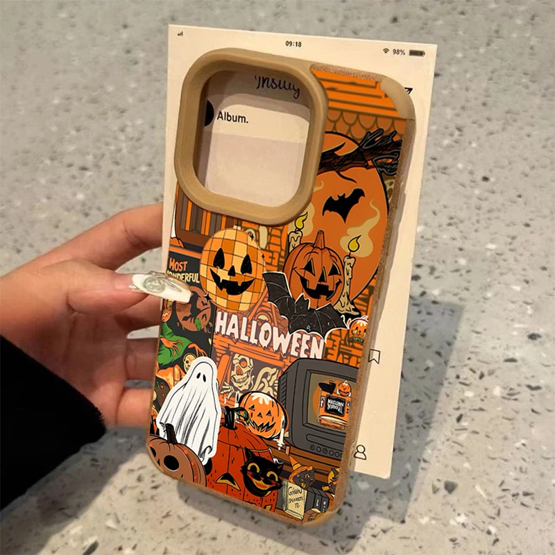 Halloween Pumpkin Type Ghost Phone Case For iPhone 18 17 16 Pro Max 15 Plus 14 13 12 11 XS X XR Air Shockproof Soft Bumper Cover view 3