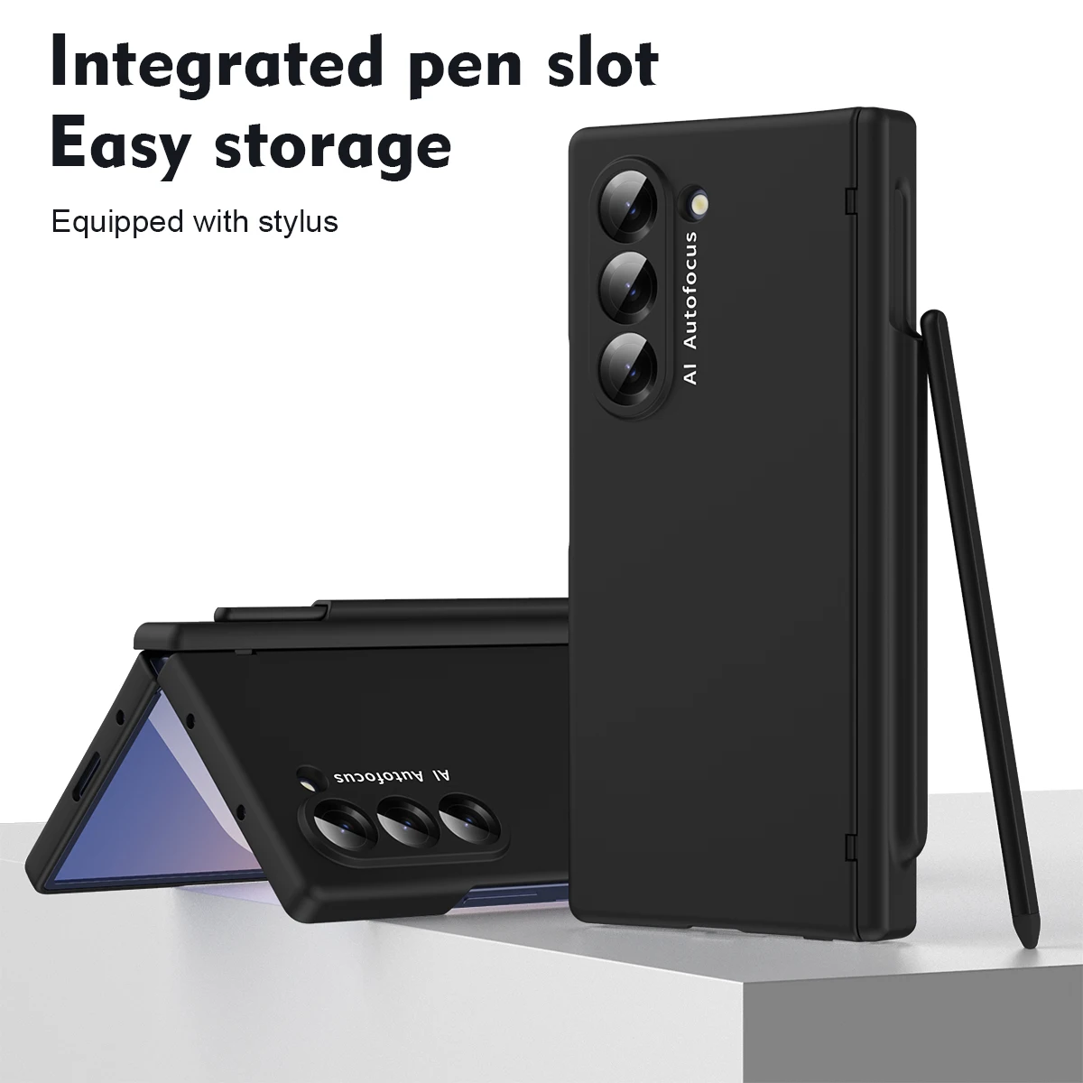 For Samsung Galaxy Z Fold 6 5 4 3 Case Skin Friendly Matte Folding Hinge Optional Pen Slot with Tempered Film Shockproof Cover image 2