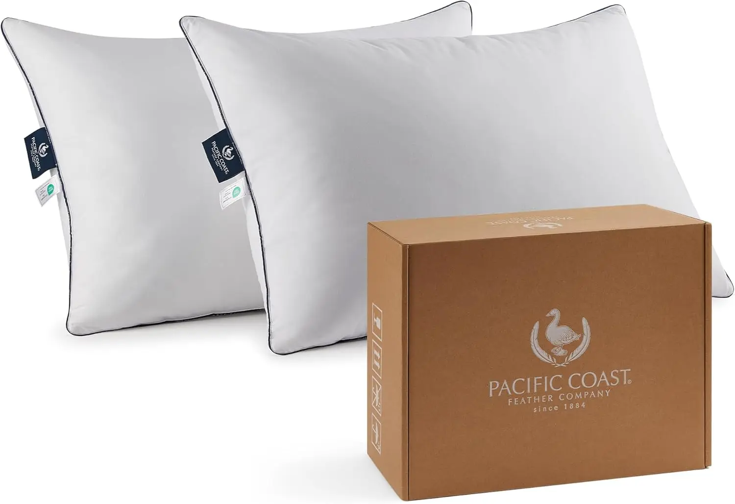 

Luxury Goose Feather Down Pillow with Cotton Shell, Soft Supportive for Sleeping