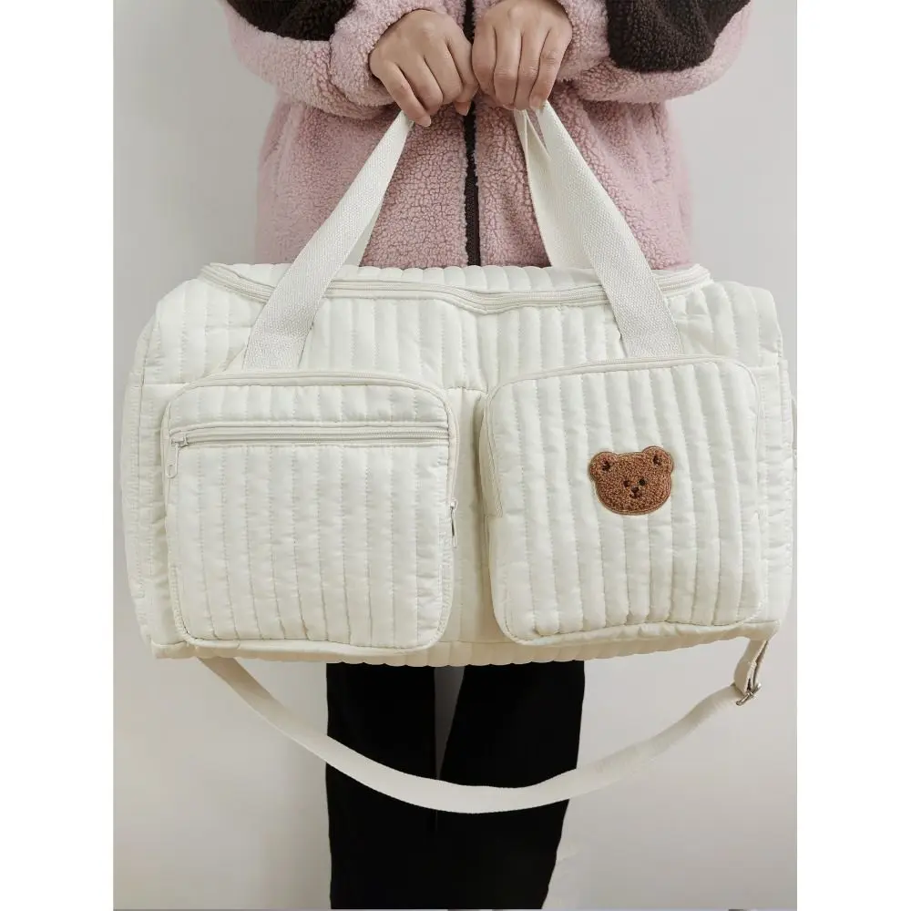 

Little Bear Embroidered Baby Diaper Bag Lightweight Large Capacity Mommy Bag Leisure with Shoulder Strap