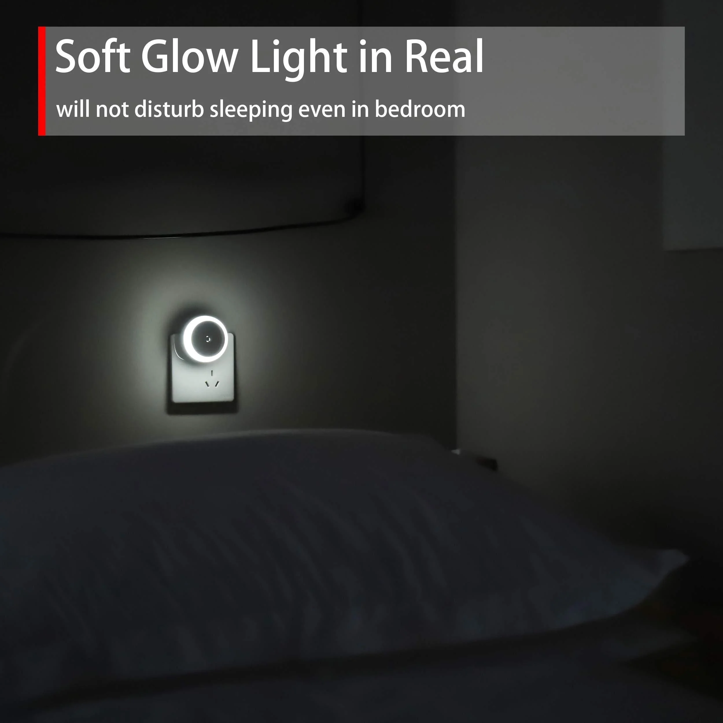 1pc Plug-in LED Night Light Dusk To Dawn Sensor Smart Wall Night Light For Bathroom Bedroom Home Kitchen Hallway Round Lamp