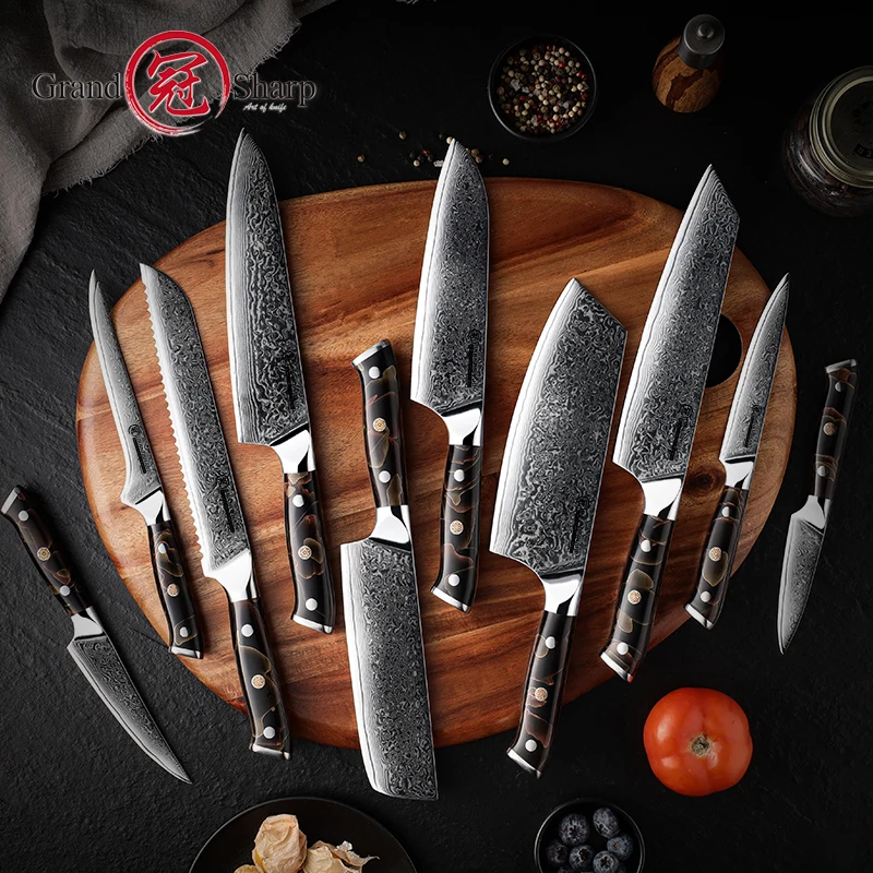 Grandsharp Professional Kitchen Knife 67 Layers Damascus Steel 10Cr15CoMov Meat Fish Fruit Bread Sliced Boning Kitchen Tools