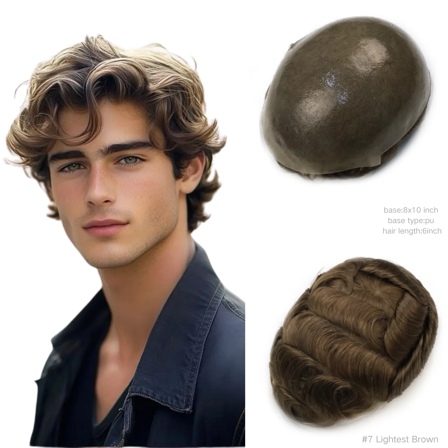 

Мужской парик-система из 100% натуральных человеческих волос с полной кожаной основой, прочный, для мужчин